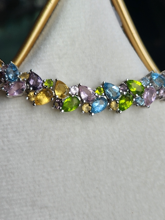 Artisan Jewelry - Artisan Multicolor Glass Teardrop Bracelet - Blue, Green, Yellow, Purple